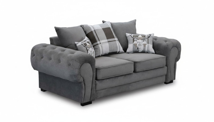 Graue Chesterfield Couch Polster Möbel Stoff Couchen Sofas Design Textil