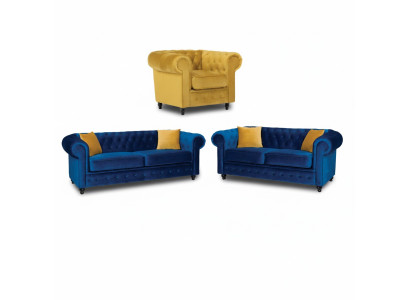 Chesterfield Sofagarnitur Couch Möbel Wohnzimmer Einrichtung 3+2+1 Sitzer