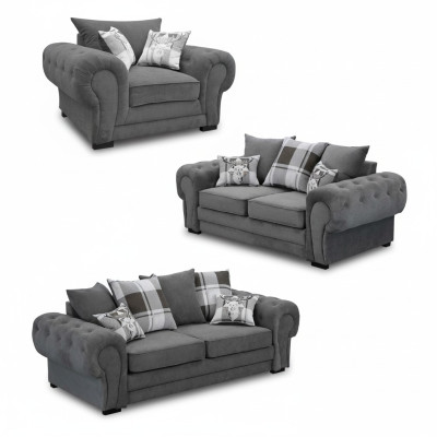 Sofagarnitur 3+2+1 Chesterfield-Möbel Wohnzimmer Textil im italienischen Stil