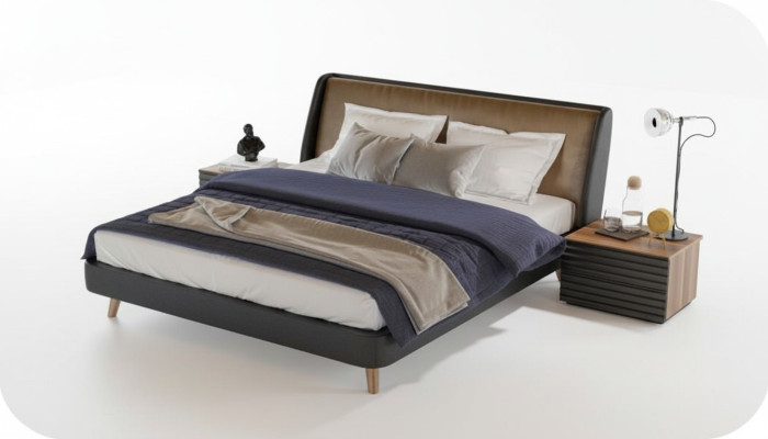 Schlafzimmer Set Bett 2x Nachttisch Komplette Möbel Betten Walnuss Natur