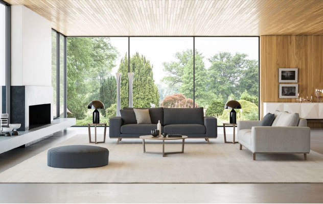 Graues Wohnzimmersofa Luxus Dreisitzer Polstercouch Moderne Möbel Stil