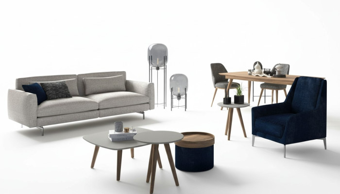Grau-Schwarze Wohnzimmermöbel Dreisitzer Sessel Neu Luxus Set Modern