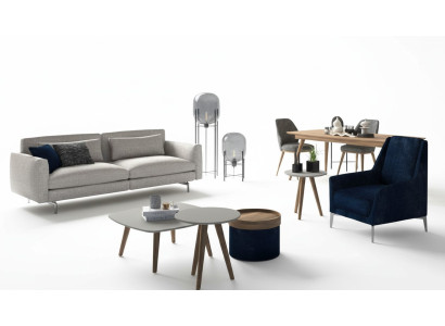 Grau-Schwarze Wohnzimmermöbel Dreisitzer Sessel Neu Luxus Set Modern