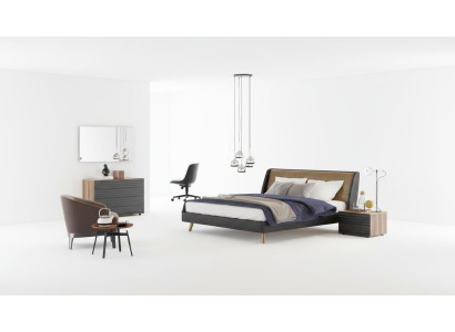 Schminktisch Natural Walnut - Matt juta Spiegel Schlafzimmer Modern