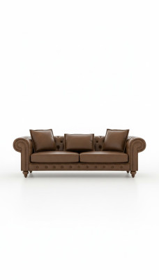 Brauner Dreisitzer Wohnzimmercouch Luxus Leder Sofas Stil Möbel Neu