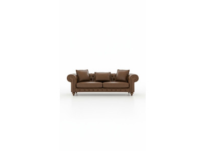 Brauner Dreisitzer Wohnzimmercouch Luxus Leder Sofas Stil Möbel Neu