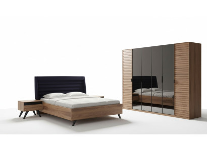 Großes Schlafzimmer-Set Schlafzimmermöbel Kleiderschrank Bett Nachttische