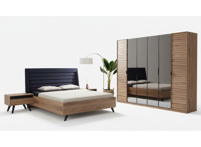 Schwarz Braunes Bettgestell Doppelbett Schlafzimmer Möbel Designer Bett