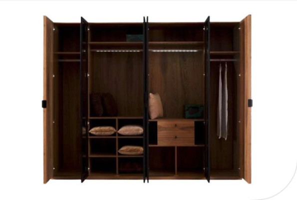 Kleiderschrank Schiebtüren Glastüren Schlafzimmermöbel Spiegel Braun