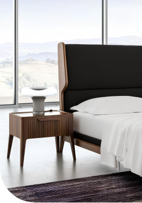 Braunes Schlafzimmer-Set Bett Nachttische 2tlg Moderner Stil Luxus Möbel