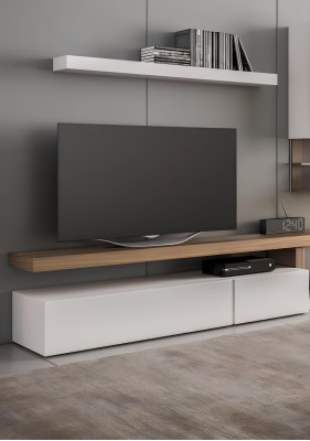 Weiße Wohnwand Möbel Moderne Hängeschränke Wandregale TV-Ständer Sideboard