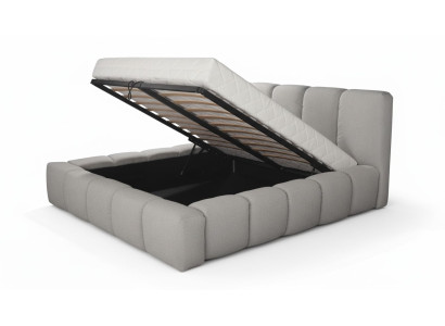 Bett grau Doppel Schlafzimmer Luxus Design elegant Polsterung Stoff neu