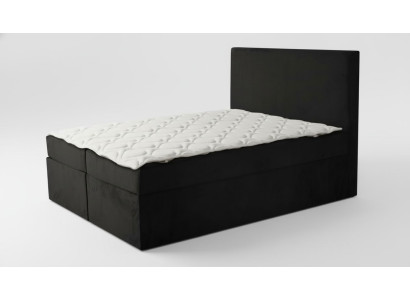 Schwarzes Doppelbett Klassisches Schlafzimmermöbel Design Eleganter Stoff neu
