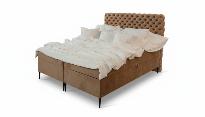 Brauner Chesterfield Doppelbett Luxus Boxspringbett Schlafzimmer Betten
