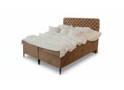 Brauner Chesterfield Doppelbett Luxus Boxspringbett Schlafzimmer Betten