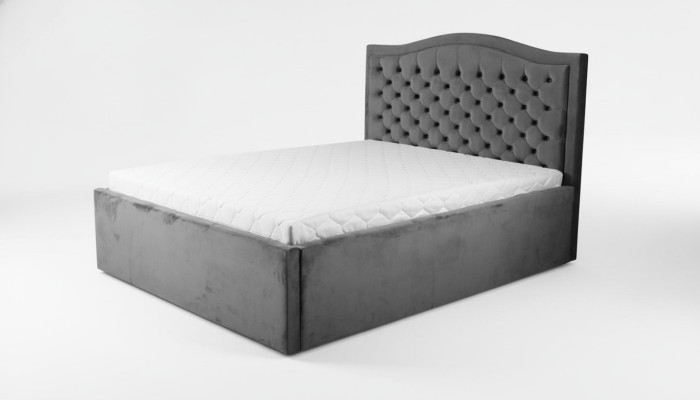 Graues Chesterfield-Bett Klassisches Schlafzimmermöbel-Design Eleganter Stoff