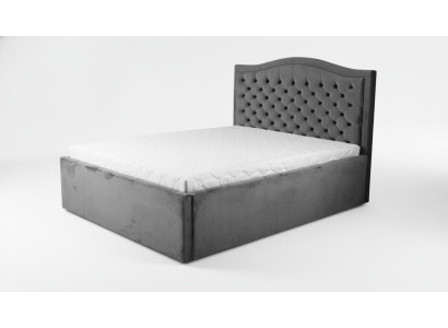 Graues Chesterfield-Bett Klassisches Schlafzimmermöbel-Design Eleganter Stoff