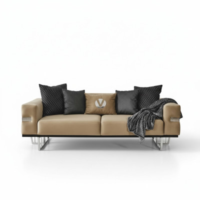 Luxus Couch mit Edelstahl Füßen Sitz Polster Designer Couchen Möbel 230cm