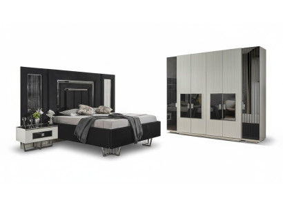 Schlafzimmer Set 2x Nachttische Kleiderschrank Komplett Zimmer Bett Möbel 4tlg
