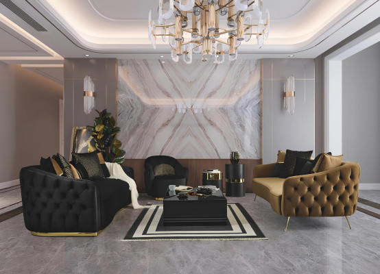 Goldene Stoff 3-Sitzer Textilsofa braun Couch Polstersofas Sofas Möbel
