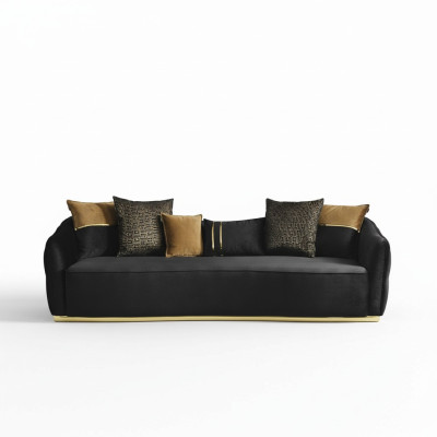 Goldene Stoff 3-Sitzer Textilsofa braun Couch Polstersofas Sofas Möbel