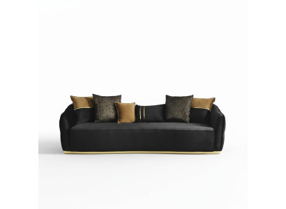 Goldene Stoff 3-Sitzer Textilsofa braun Couch Polstersofas Sofas Möbel