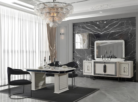 Beige Esstisch Design Tische Luxus Tisch ausziehbare Möbel Esszimmer Möbel