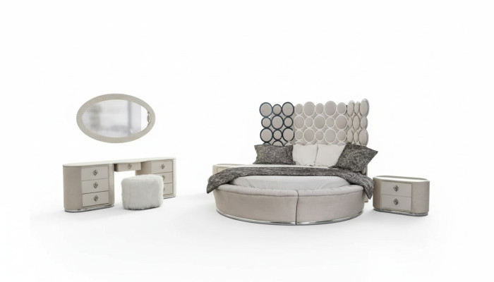 Schlafzimmer-Set modernes Bett + 2 Nachttische + Schminktisch + Spiegel neu