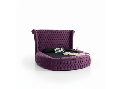 Rundes Chesterfield Bett Lila Betten Möbel Samt Textil Hotel Einrichtung Doppel