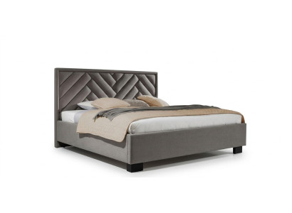 Schlafzimmer Set Grau Bett Holz 2x Nachttische Elegantes Modern Schön Neu 3tlg.