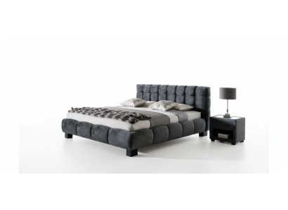 Schlafzimmer Set Blau Bett Holz 2x Nachttische Elegantes Stil Modern Neu 3tlg.
