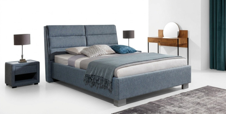Schlafzimmer Set Blau Bett Schön 2x Nachttische Komplett Set Luxus Neu 3tlg.