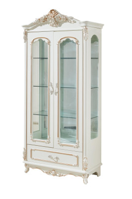 Vitrine Weiß Luxus Wohnzimmer Möbel Holz Glas Design Elegantes Klassische
