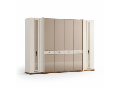 Sechstüriger Kleiderschrank Schrank Beige Schränke Möbel Holz Garderobenschrank