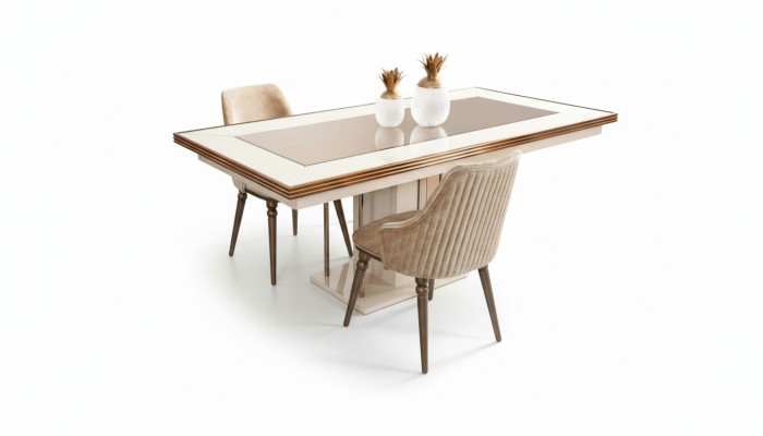 Luxus Esstisch Tisch Beige Glastisch Holztisch Designer Tischer Küche
