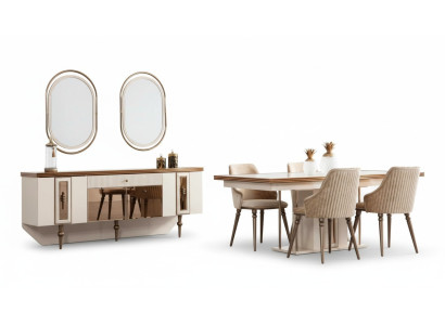 Luxus Esszimmer Set Kommode Sideboard Tisch 4x Stuhl Garnitur 8tlg
