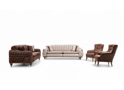 Chesterfield Sofagarnitur Couch Sitzpolster Sofa Couchen Möbel Stoff Textil