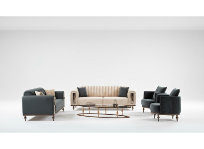 Sofagarnitur Samt Stoff Couch Set Sofa Polster Möbel 4tlg. Garnituren