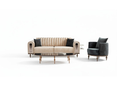 Design Modern Couchgarnitur Sofagarnitur Set Wohnzimmer Set 3+1 Couchtisch Beige