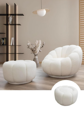 Sessel + Hocker für Wohnzimmer Runder Stuhl mit Hocker Modern Möbel