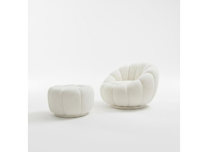 Sessel + Hocker für Wohnzimmer Runder Stuhl mit Hocker Modern Möbel