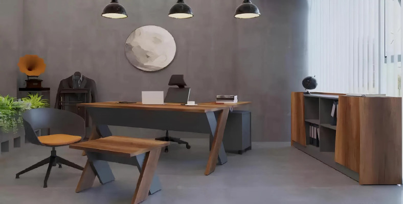 Schreibtische Luxus Modern Büro Holz Metall Grau Sekretär Modern