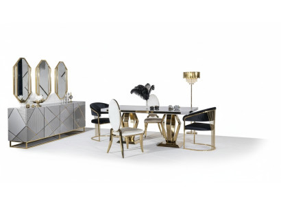 Esszimmer Set Tisch 4xStühle Anrichte Spiegel 7tlg Esstisch Garnitur Tisch