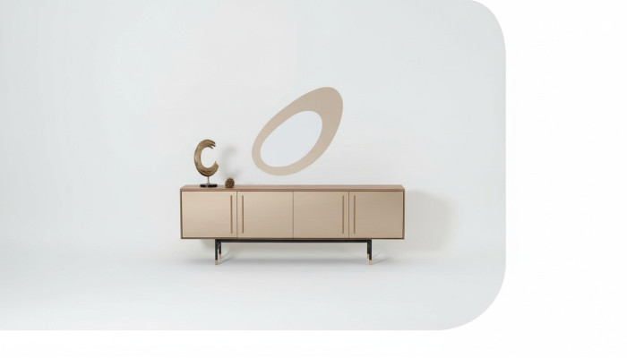 Wohnzimmer Spiegel Anrichte Schrank Edle Design Holz 2tlg. neu Luxus