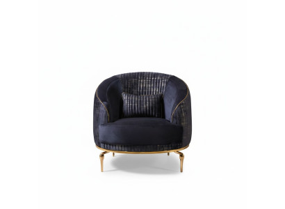 Wohnzimmer Sessel Polster 1Sitzer Couchen Modern Textil Neu Blau Luxus
