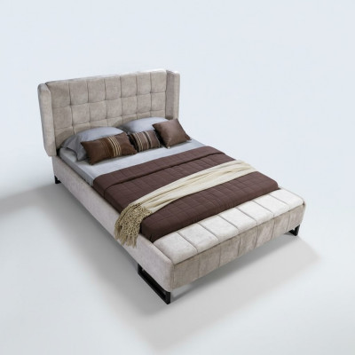 Bett Doppelbett Möbel Einrichtung Schlafzimmer Design Stoff Textil neu