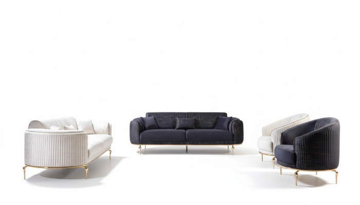 Sofagarnitur 3311 Set Sitzer Couch Polster Möbel Textil Stoff Luxus neu