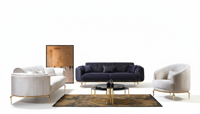 Sofagarnitur 3+3+1 Sitzer Garnitur Sofa Sessel Luxus Sofas Stoff neu