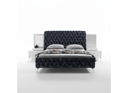 Schlafzimmer Bett Chesterfield Polster Design Luxus Doppel Betten Schwarz