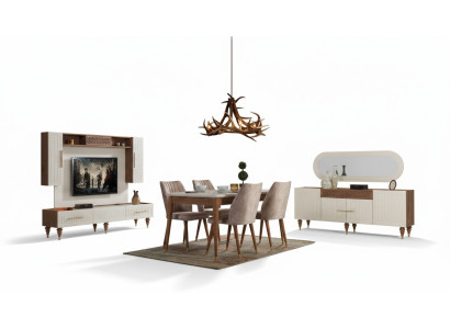 Esszimmer Set Komplett Set Tisch 4x Stühle Ess Gruppe Holz 11tlg braun